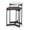 Larkin Marble & Dark Brown Wood Tabletop Nesting End/Side Tables thumbnail 0