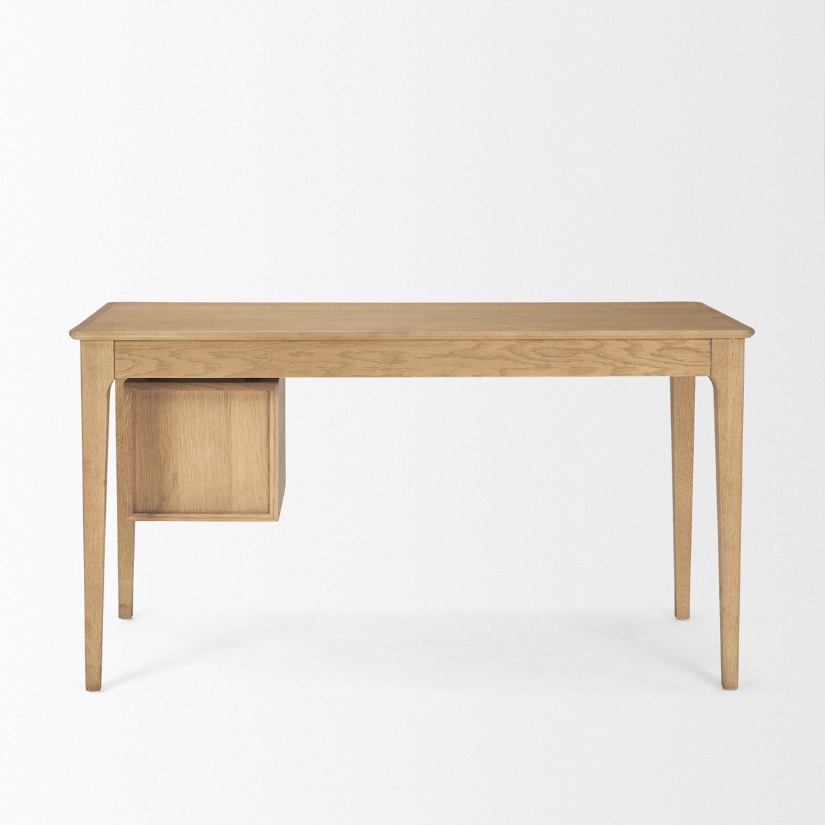 Tino Light Brown Oak Wood with 4 Drawers Desk, by Mercana, 55.12" length x 26.77" width x 29.92" height View 6