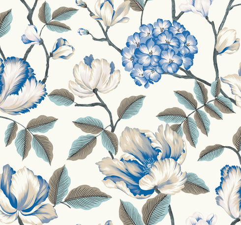 Morning Garden White Wallpaper