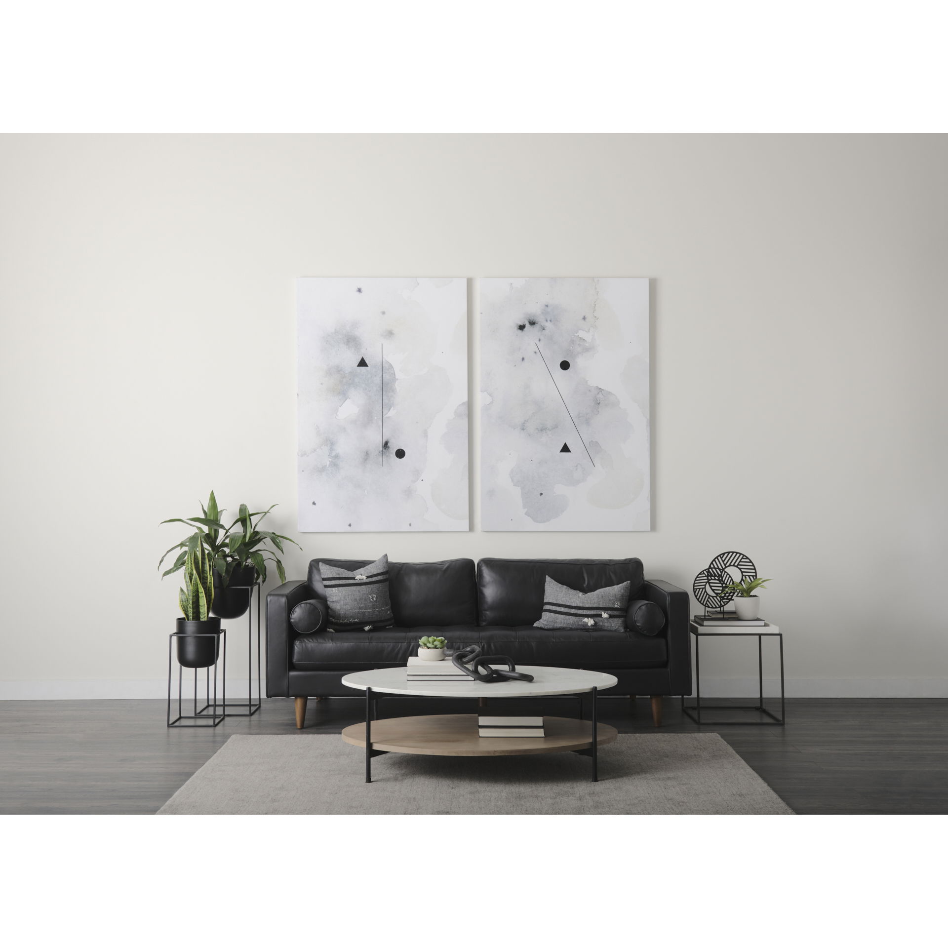 Svend  Black Leather Sofa, Sofas & Sectional by Mercana, 88" length x 38" width x 34" height View 2