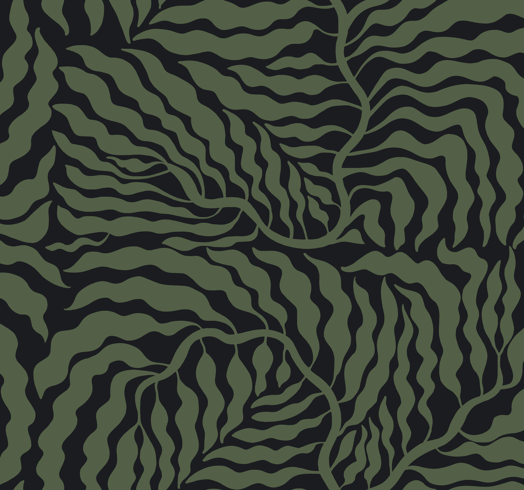 Fern Fronds Black & Green Wallpaper large image 