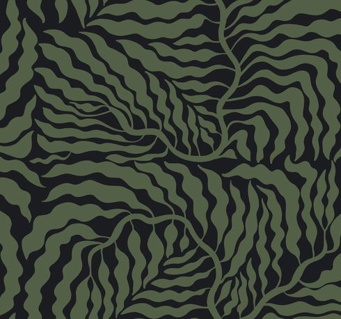 Fern Fronds Black & Green Wallpaper
