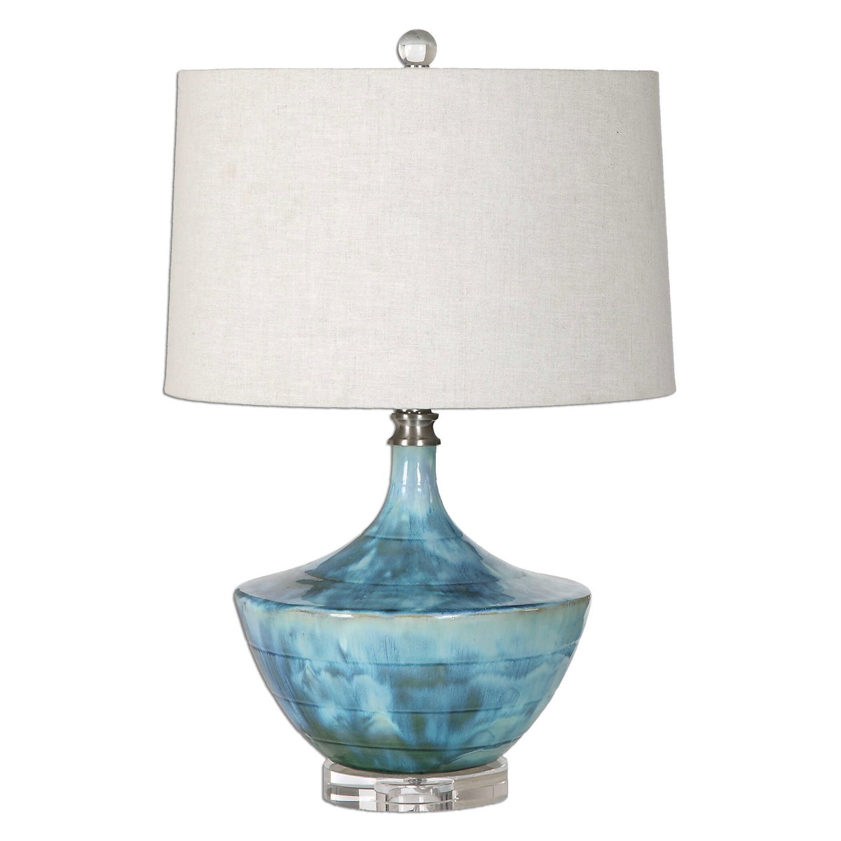 Chasida Blue Ceramic Lamp, Table Lamp by Uttermost, 15" width x 23" height x 15" depth View 1
