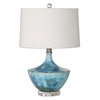 Chasida Blue Ceramic Lamp, Table Lamp by Uttermost, 15" width x 23" height x 15" depth thumbnail 1