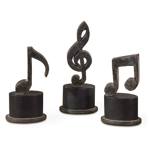 Music Notes Metal Figurines, Set/3