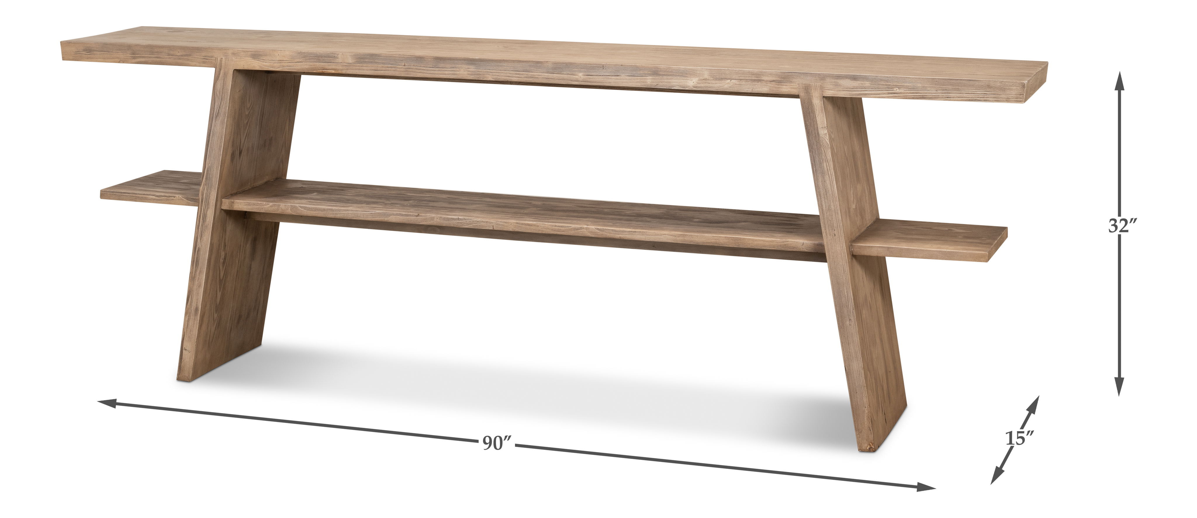 Bodega Vineyards Console Table, by Sarreid, 90" length x 15" width x 32" height View 12