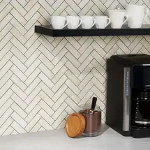 Online Designer Bathroom Portrait Ivory 1x4 Herringbone Matte Porcelain Mosaic Tile