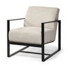 Stamford Light Beige Upholstered Seat with Wood Back, Metal Frame Accent Chair thumbnail 0