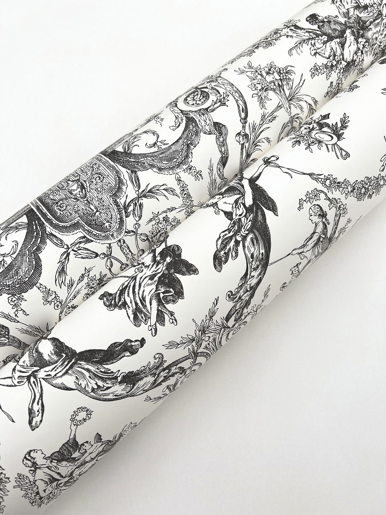 Old World Toile Black & White Wallpaper large image 