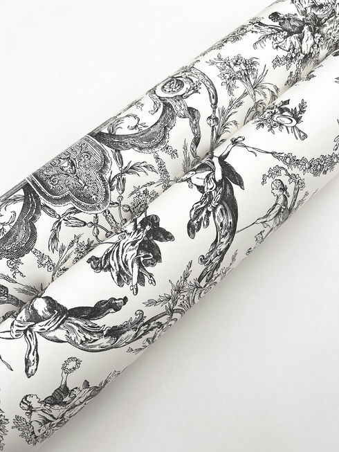 Old World Toile Black & White Wallpaper