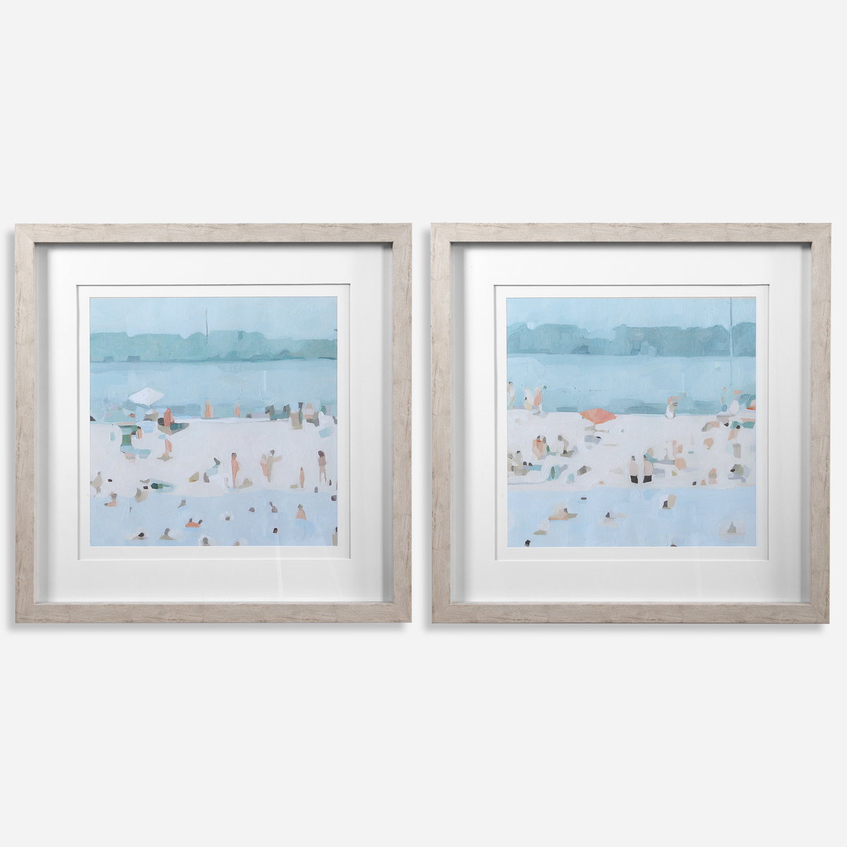 Sea Glass Sandbar Framed Prints Set/2, Art by Uttermost, 30.5" width x 30.5" height x 2" depth View 1