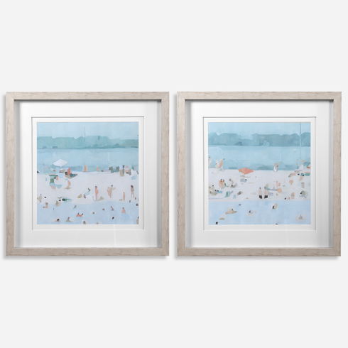 Sea Glass Sandbar Framed Prints, Set/2