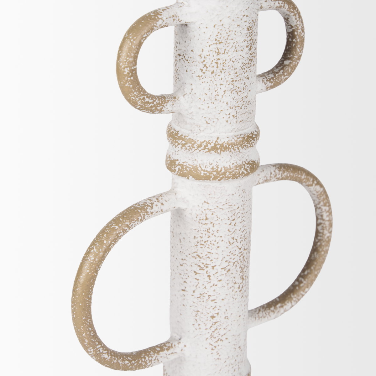Ziva Large Distressed White Metal Sculptural Object, Decorative Object by Mercana, 5.91" length x 3.94" width x 13.78" height View 7