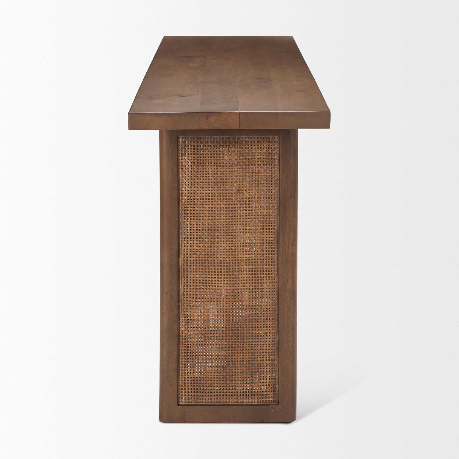 Grier Medium Brown Solid Wood with Cane Console Table large image 