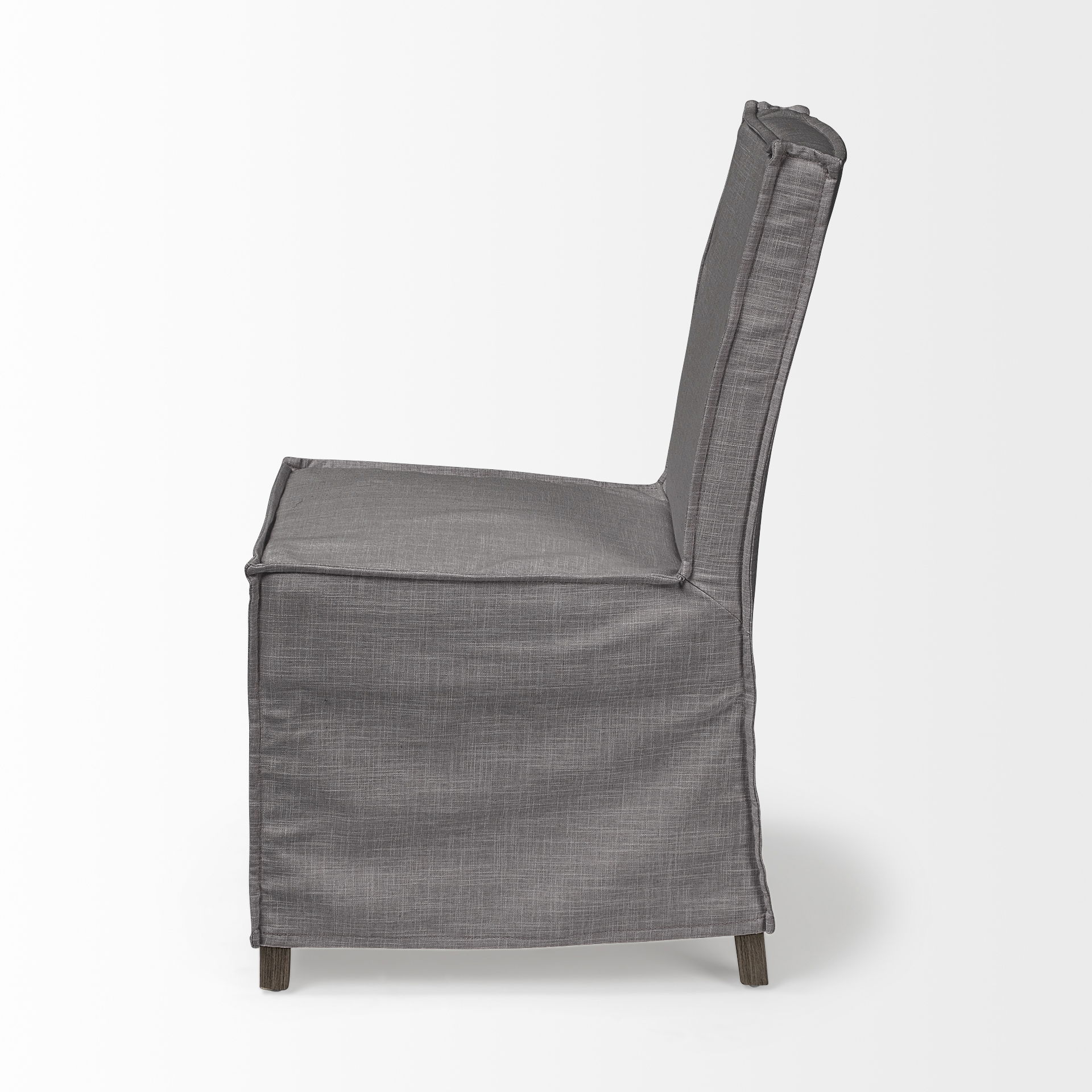 Elbert I Grey Fabric Slip-Cover Brown Wooden Base Dining Chair large image 