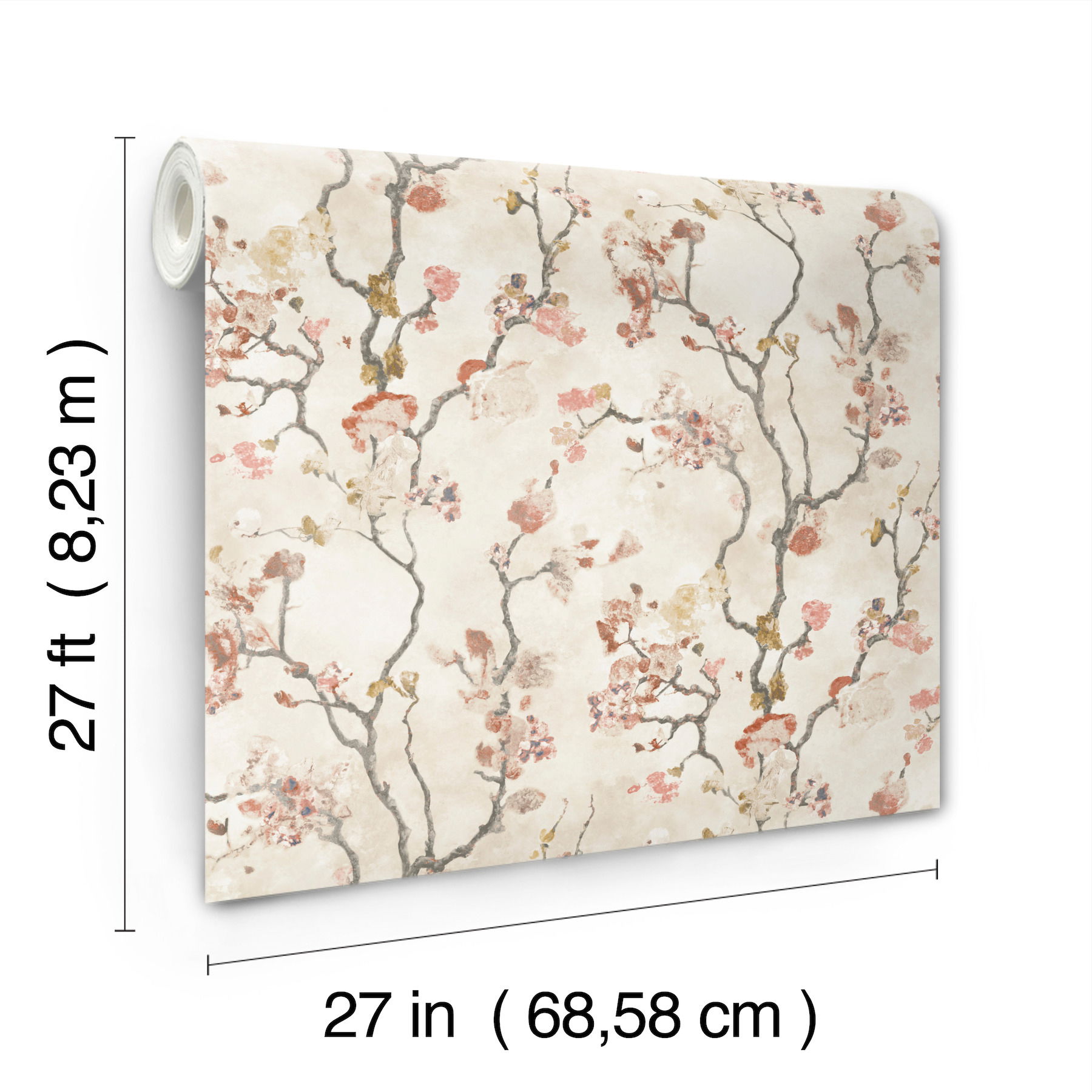 Avril Chinoiserie Coral Wallpaper large image 