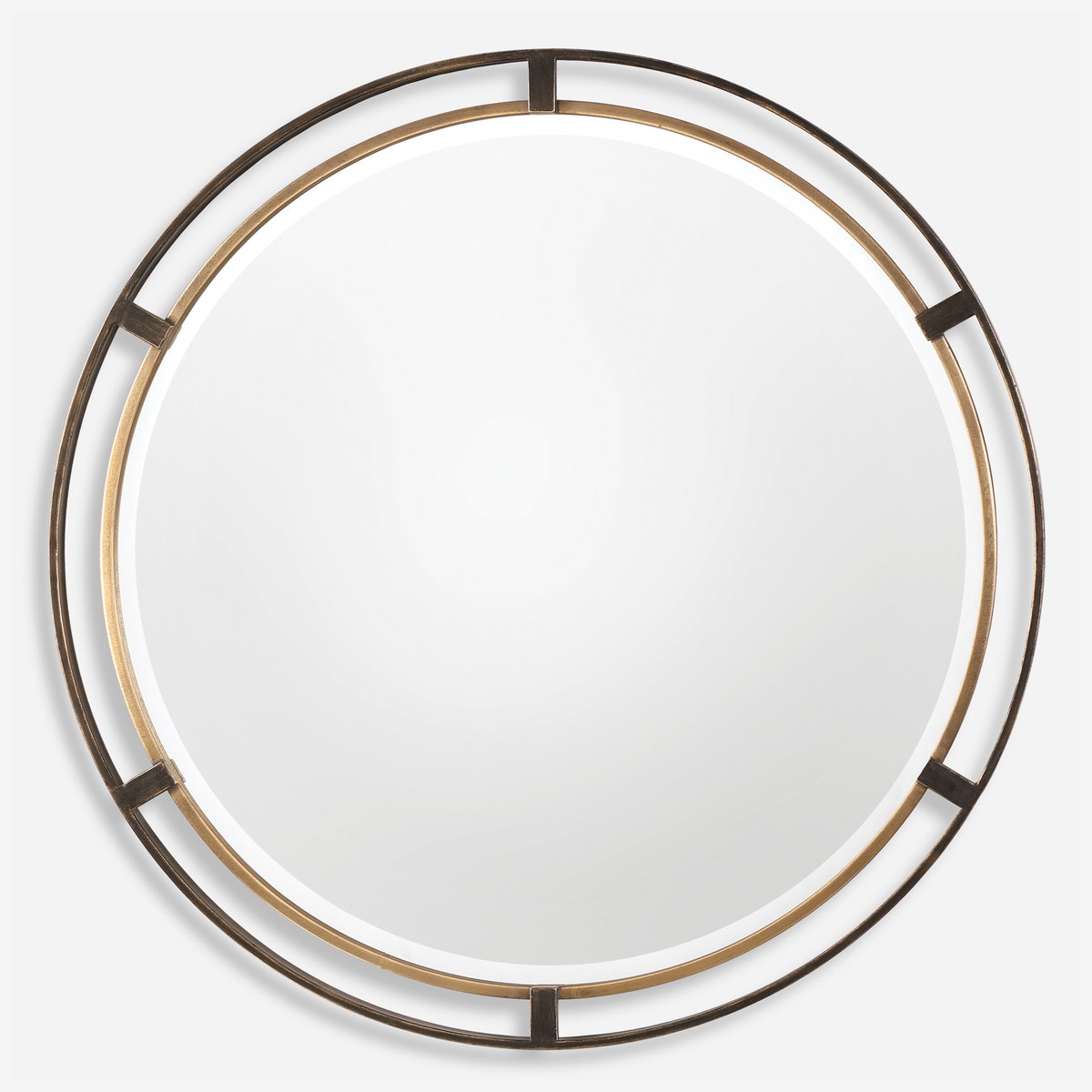 Carrizo Bronze Round Mirror, by Uttermost, 36.25" width x 36.25" height x 1.25" depth View 1