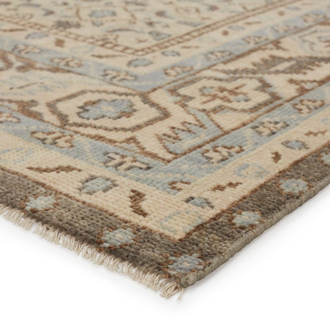Jaipur Living Farwell Handknotted Medallion Blue Ivory Area Rug large image 