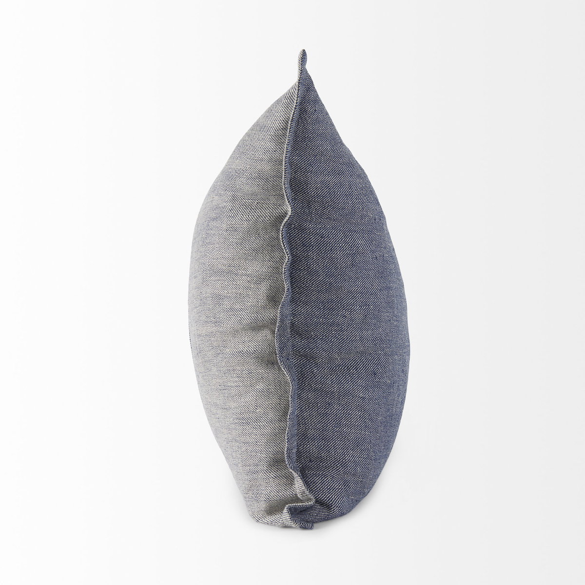 Aubrielle 20x20 Gray and Blue Fabric Color Blocked Pillow Cover, Decorative Pillow by Mercana, 20" length x 20" width x 0.2" height View 4