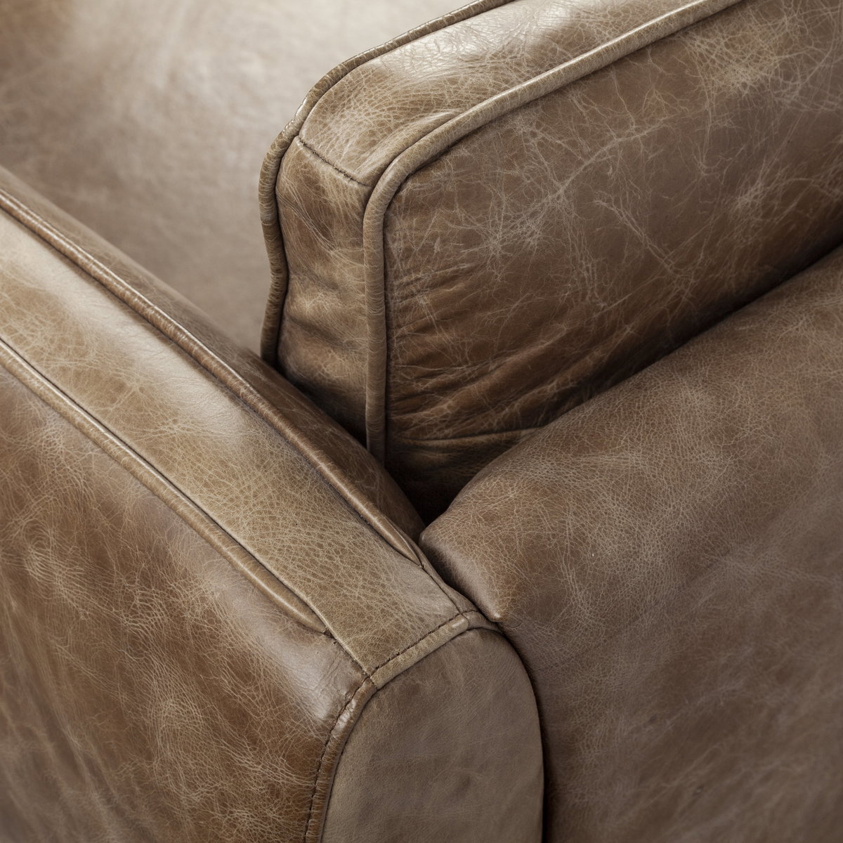 Cobain I 84' Brown Leather Two Seater Sofa, Sofas & Sectional by Mercana, 83.5" length x 34.5" width x 33.5" height View 9