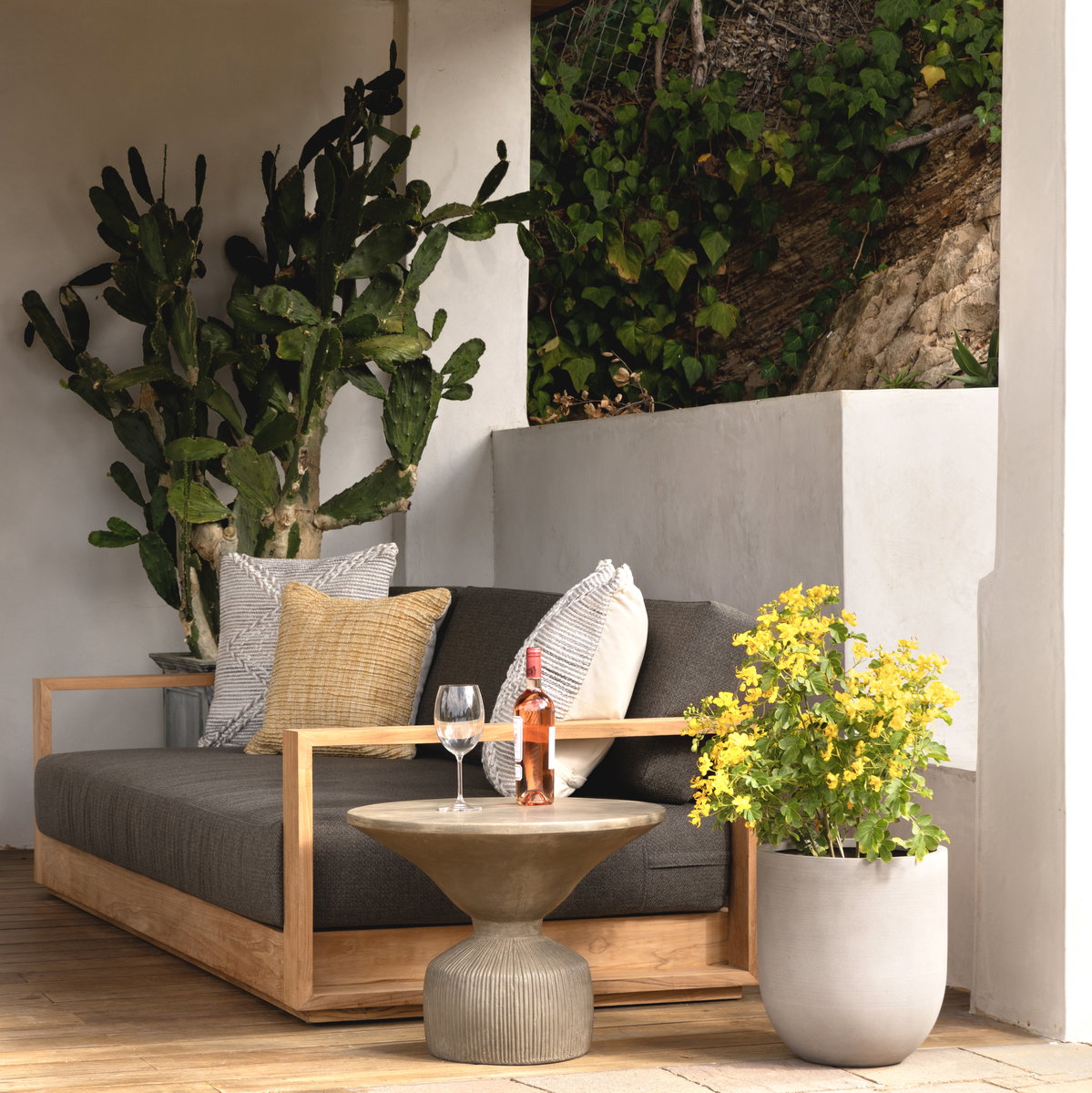 Darlene Outdoor Sofa Charcoal, Sofas & Sectional by Dovetail, 94.62" width x 32.5" height x 33.5" depth View 8