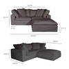 Clay Nook Modular Sectional Light Grey, Sectional Sofa by Moe's Home, 89" width x 32.5" height x 89" depth thumbnail 3