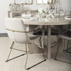 Sawyer Solid Back Dining Arm Chair | Beige Fabric with Gold Metal, Dining Chair by Mercana, 22.44" length x 24.8" width x 34.65" height thumbnail 4