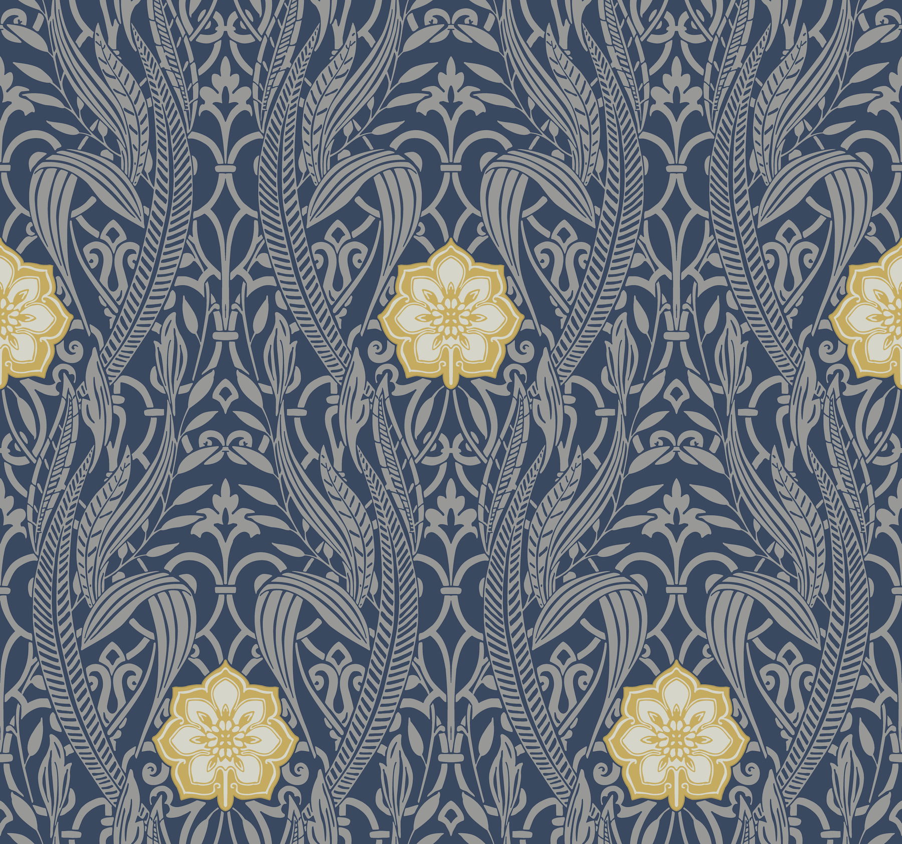 Gatsby Damask Navy Wallpaper large image 
