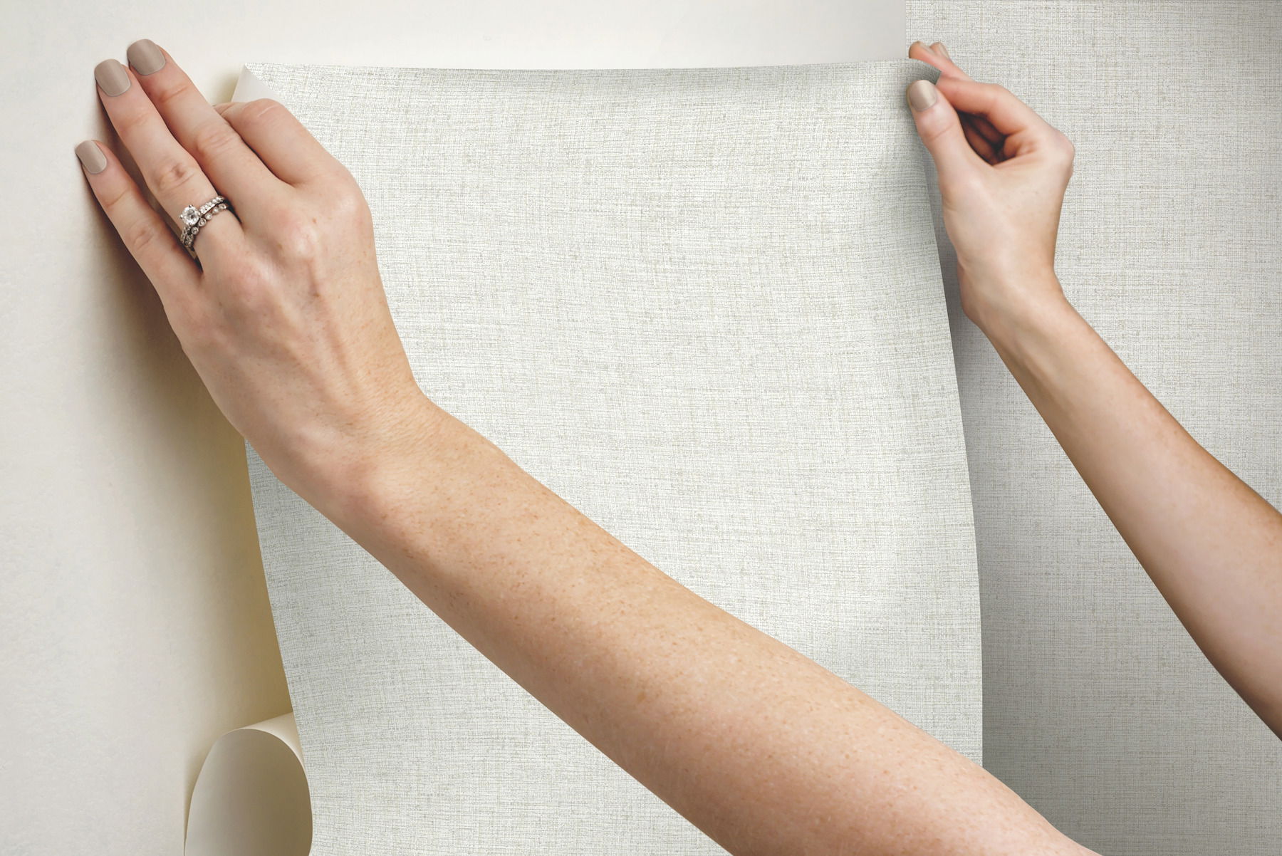 Papyrus Weave White Peel & Stick Wallpaper large image 
