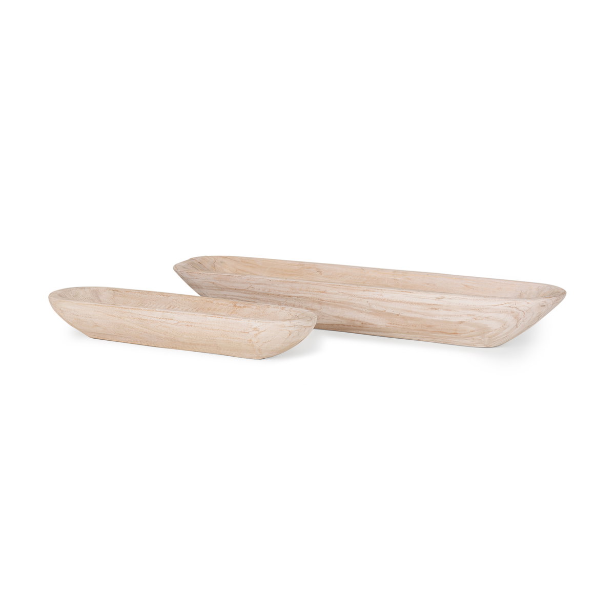 Athena Set of 2 Extra Large  Light-Wash Reclaimed Wood Trays, Decorative Tray by Mercana, 34.5" length x 7.75" width x 5" height View 1