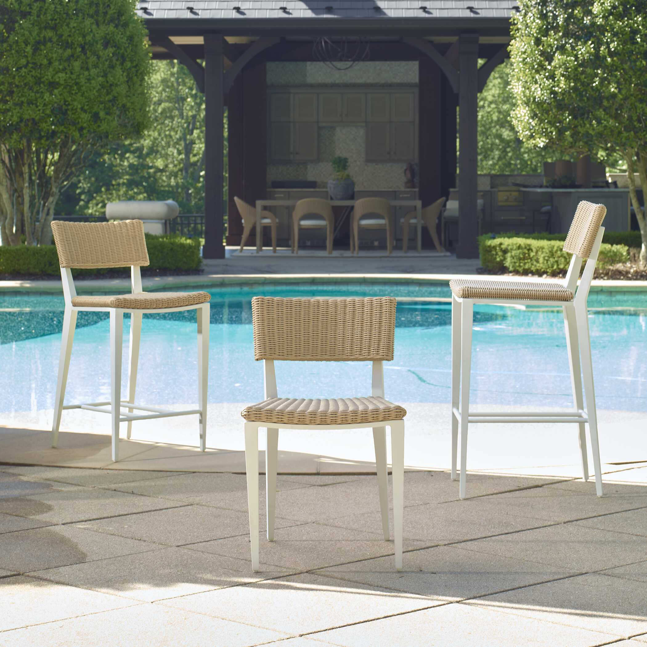 Calbas White Outdoor Bar Stool, Furniture by Uttermost, 19.75" width x 42.25" height x 22.6" depth View 5