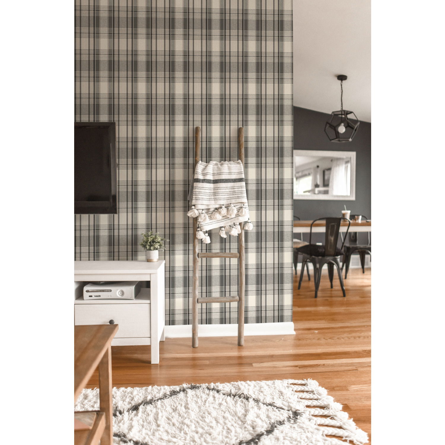 Bartola Plaid Black Wallpaper, by York Wall, 27' length x 2'3" width x 0.02" depth View 2