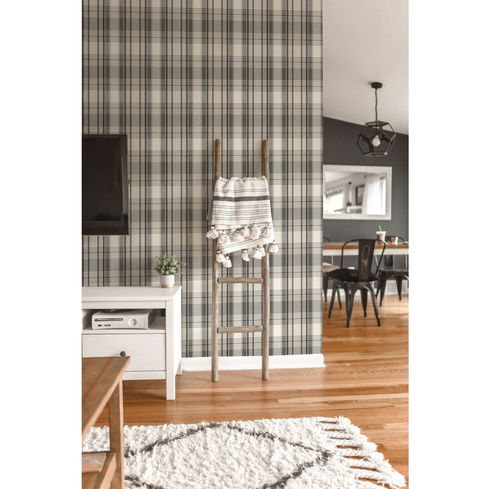 Bartola Plaid Black Wallpaper