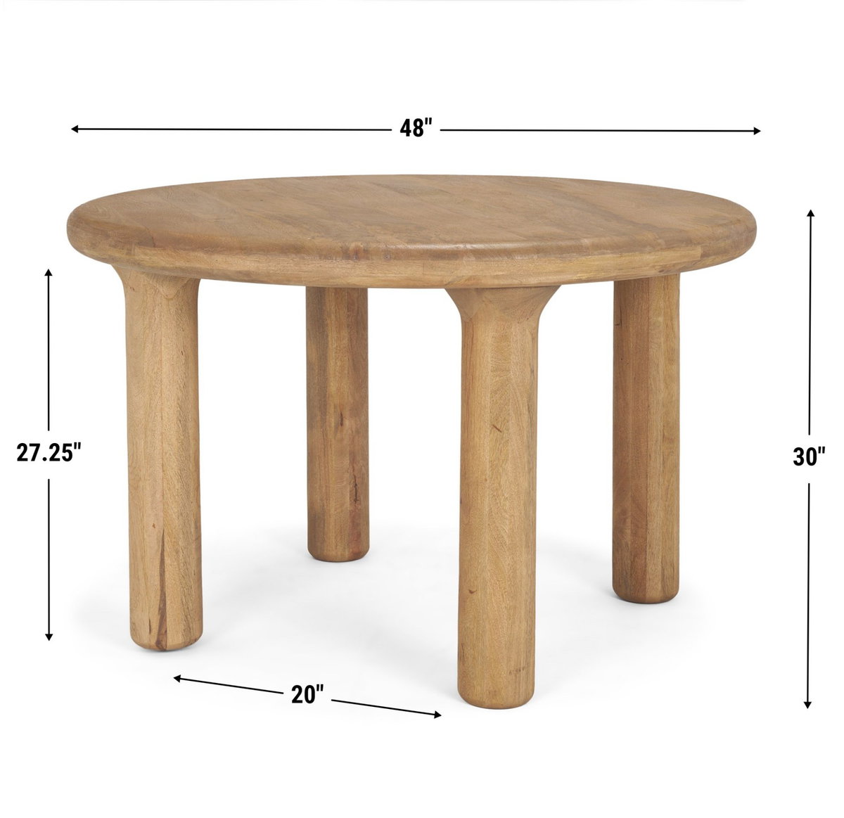 Soma 48' Round Dining Table | Modern | Light Brown Wood | Seats 4, by Mercana, 48" length x 48" width x 30" height View 5