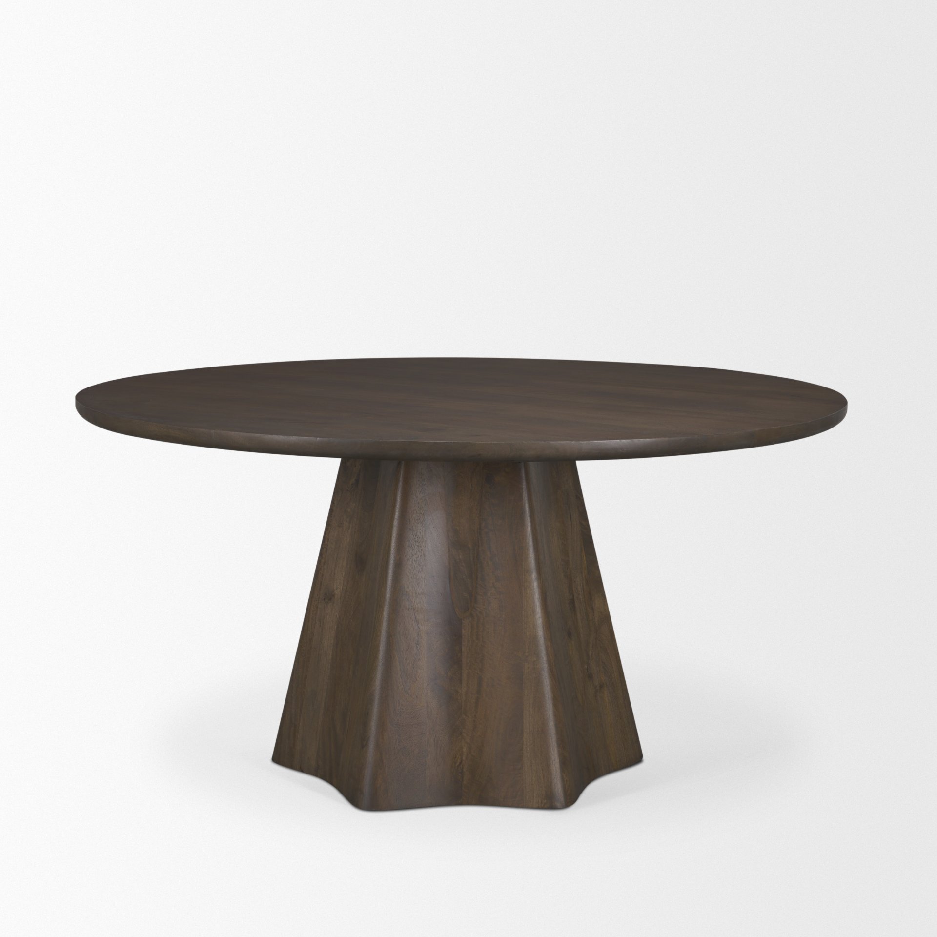 Jovani 60' Solid Dark Brown Mango Wood Round Dining Table, by Mercana, 60" length x 60" width x 30" height View 5