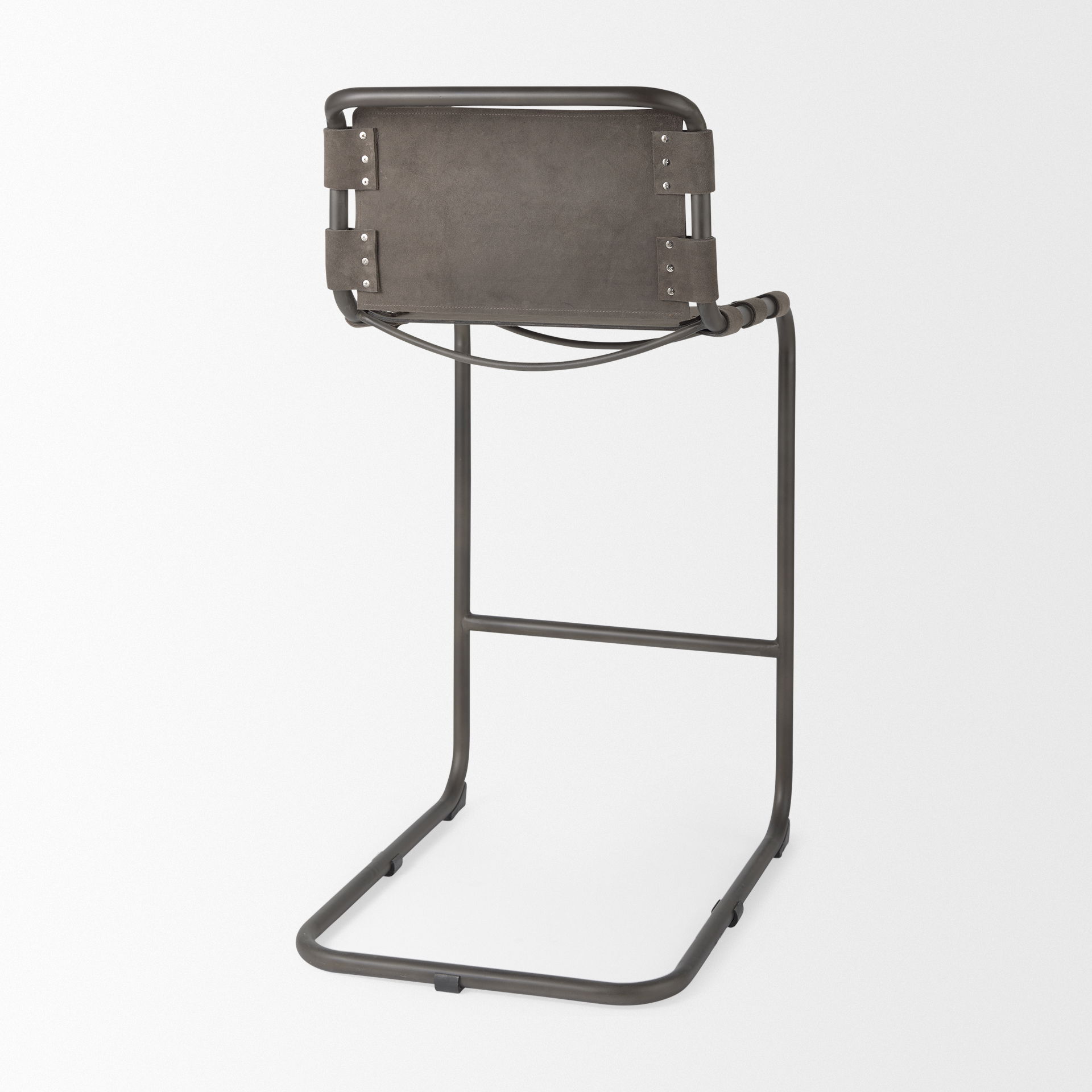 Berbick 43' Total Height Brown/Gray Suede with Iron Frame Bar Stool large image 
