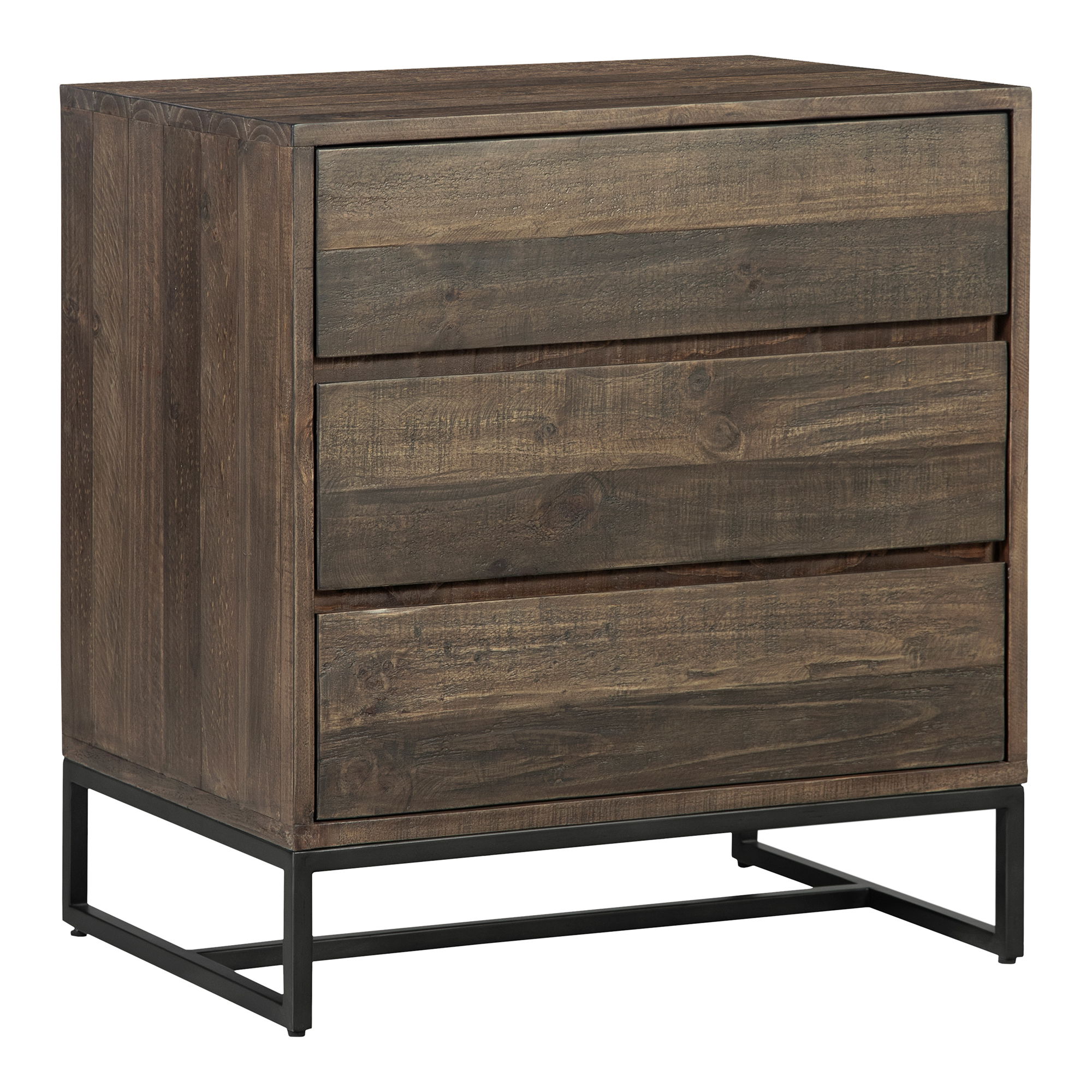 Elena 3 Drawer Nightstand Brown, Dresser by Moe's Home, 28" width x 30" height x 18" depth View 2