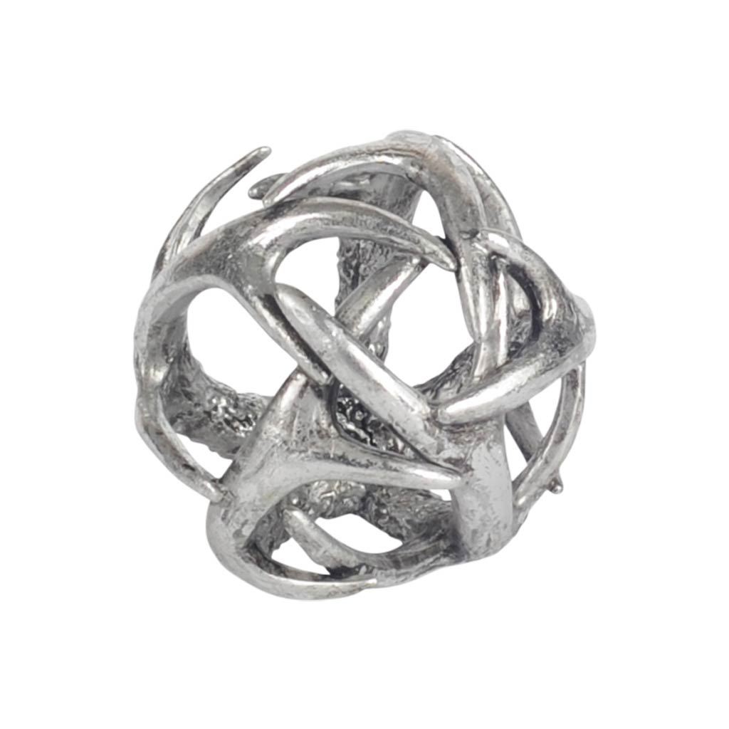 Ramus III (Small) 5L x 5W Silver Antler Shaped Decorative Orb Ball, Decorative Object by Mercana, 4.69" length x 4.69" width x 4.69" height View 1
