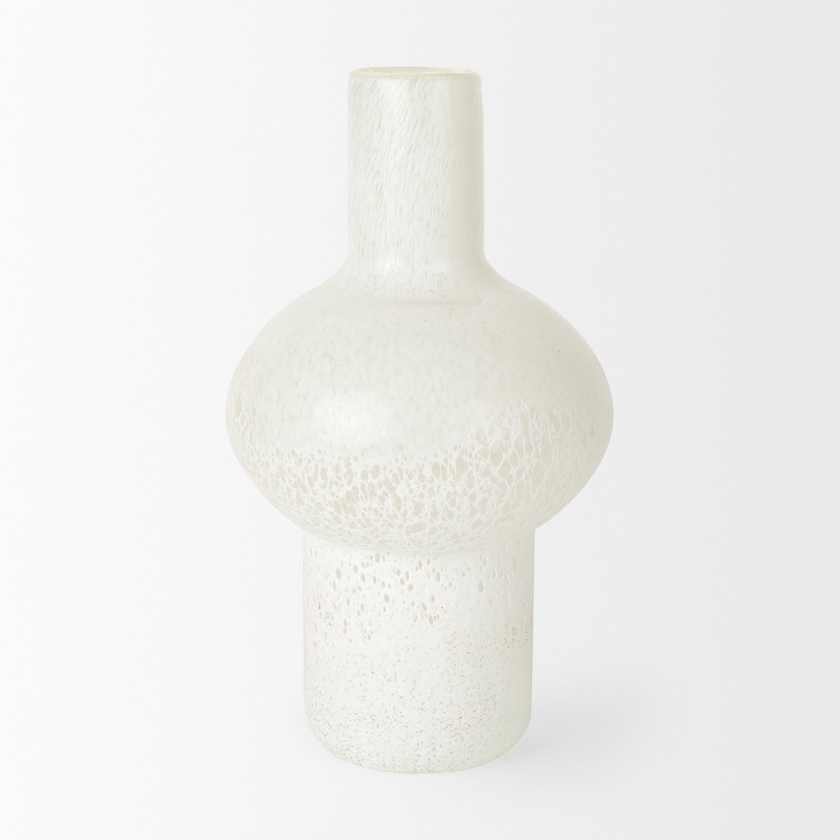 Heket Tall White Glass Vase, by Mercana, 6.89" length x 6.89" width x 12.36" height View 3