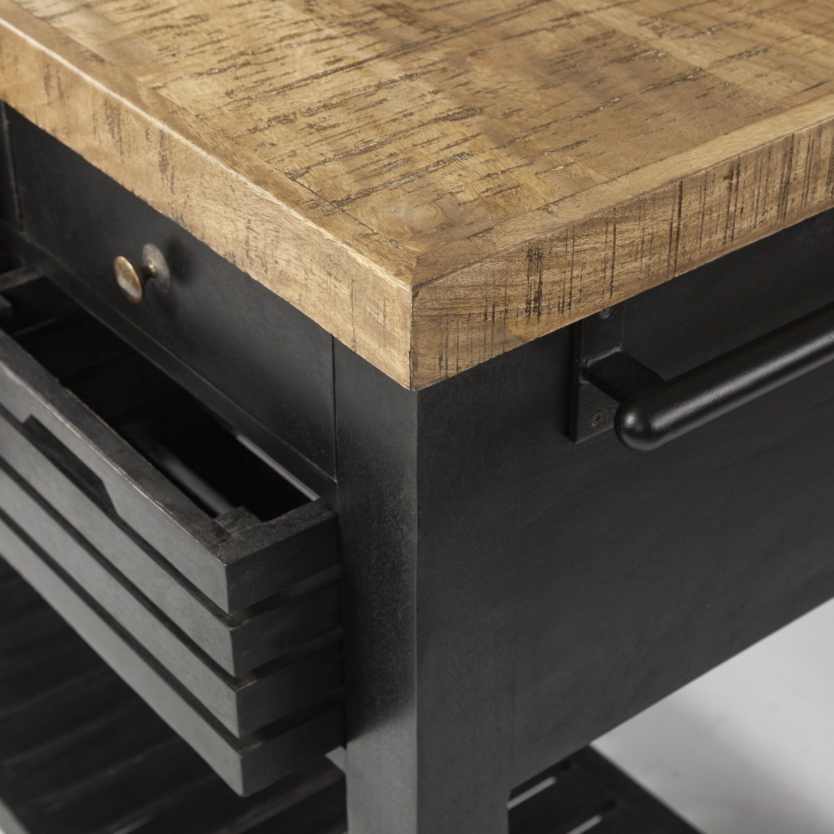 Columbia 62L x 28W x 36H Black Wooden Kitchen Island, by Mercana, 62" length x 28" width x 36" height View 9