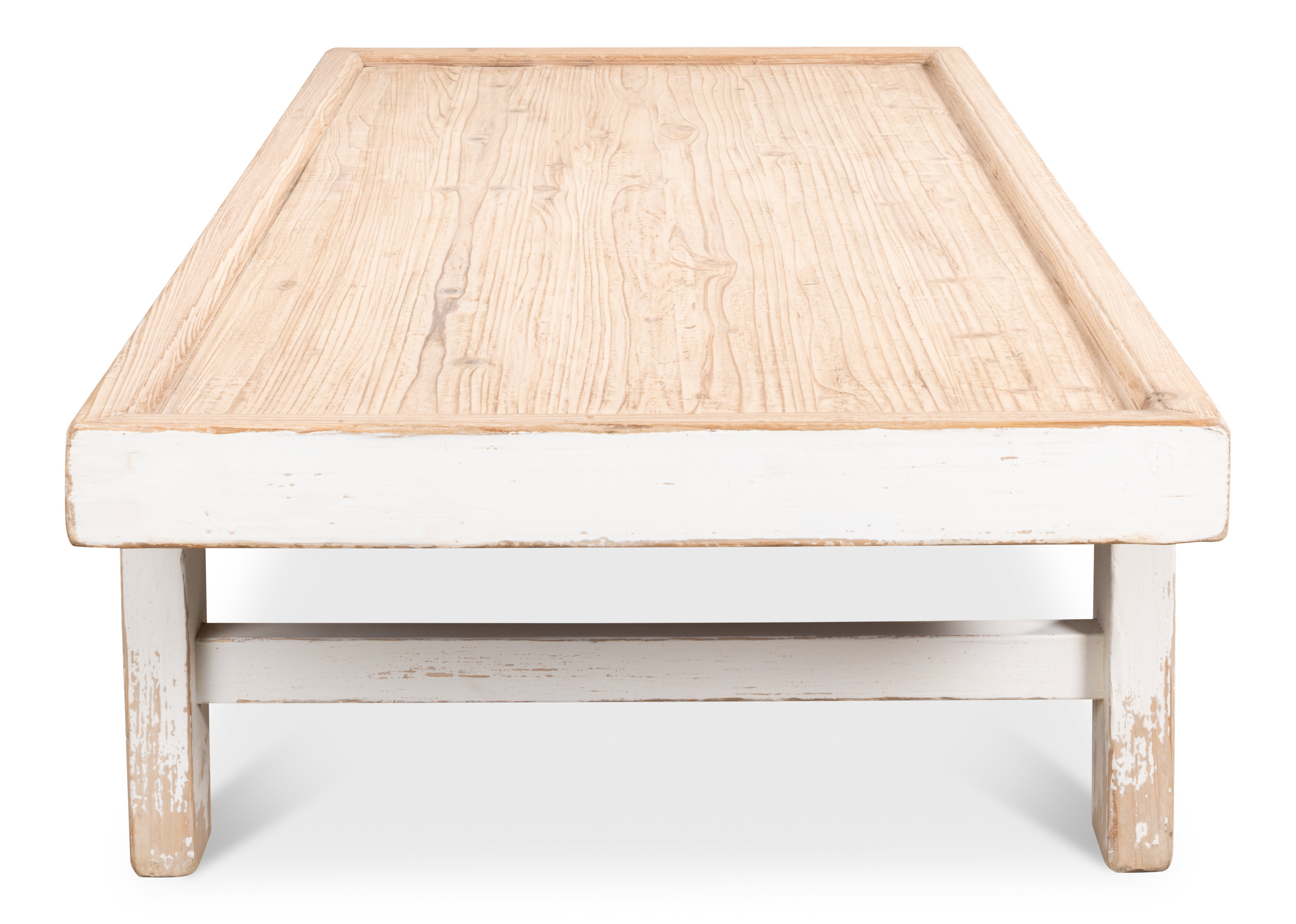 Large Wood Panel Coffee Tbl, Ant. White, Coffee Table by Sarreid, 80" length x 37" width x 19" height View 4