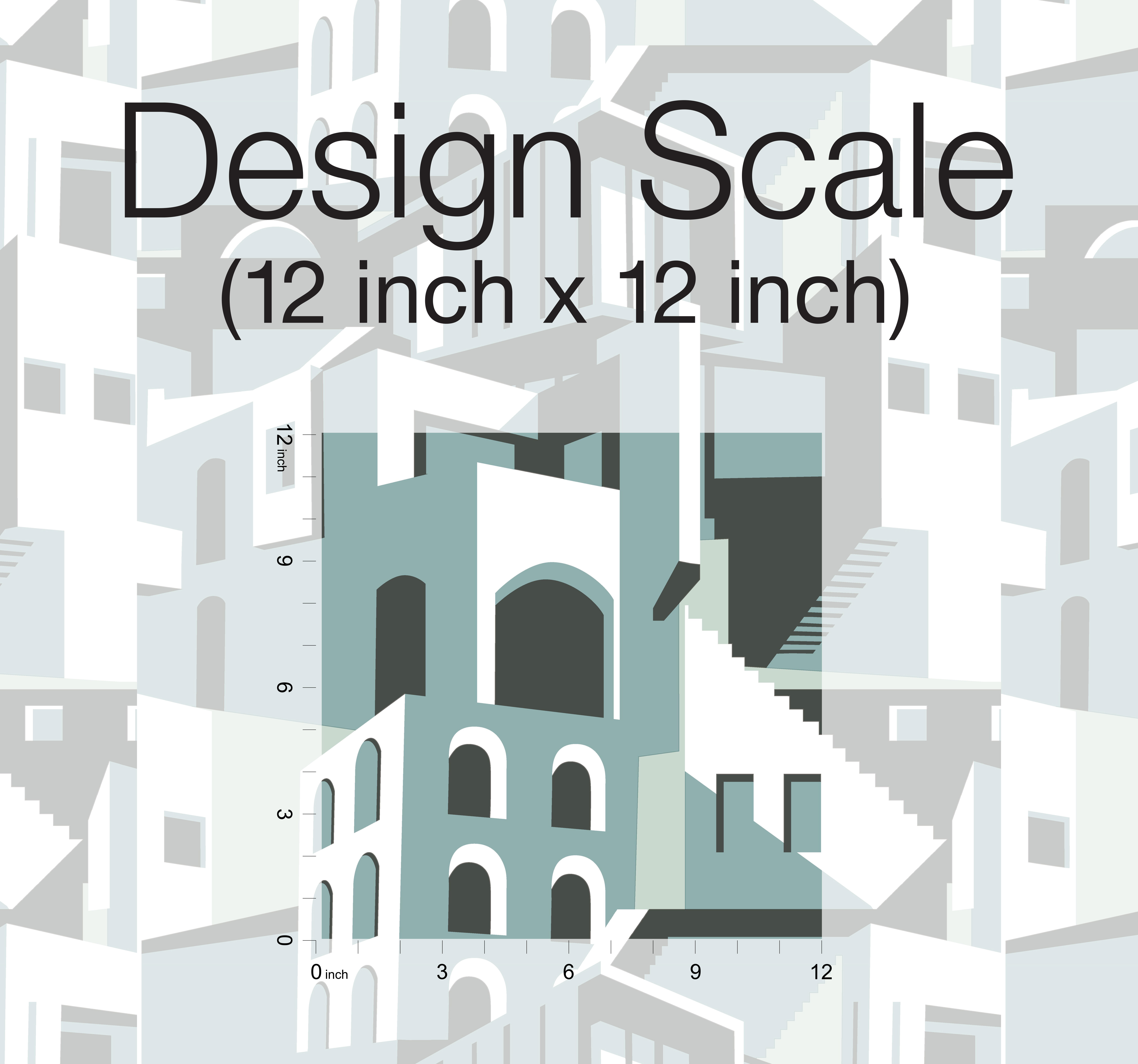 Arch Architectural Blue Grey Peel & Stick Wallpaper large image 