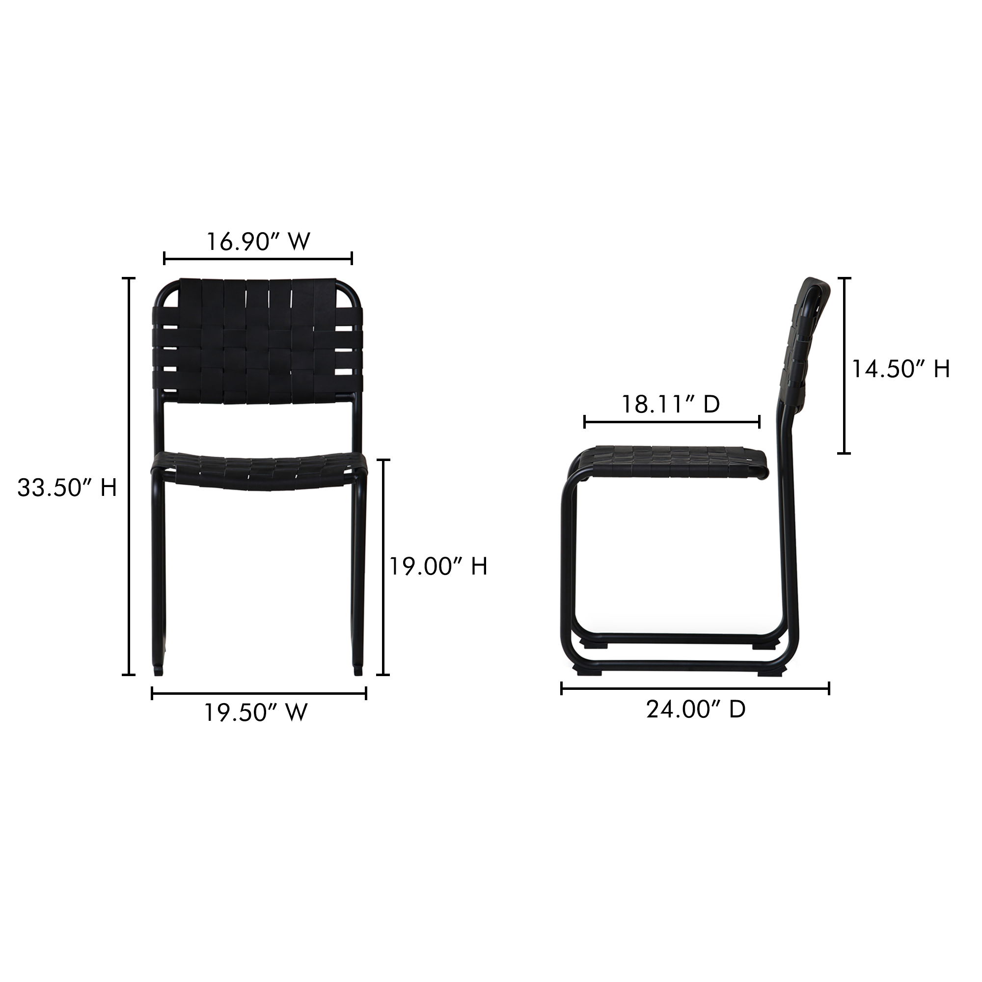 Moma Dining Chair Black Leather- Set Of Two large image 