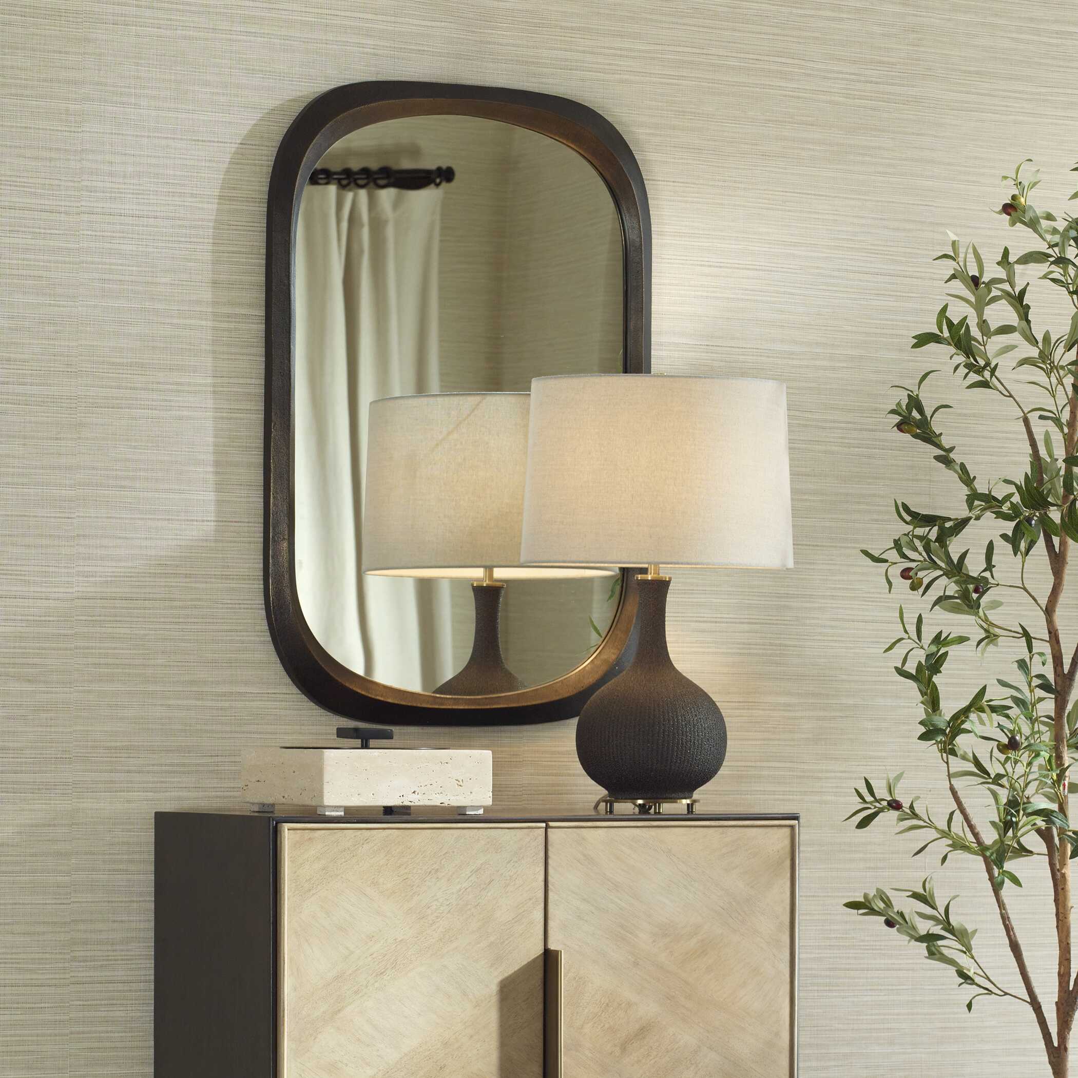 Malone Bronze Mirror, by Uttermost, 24" width x 36.5" height x 1.5" depth View 4