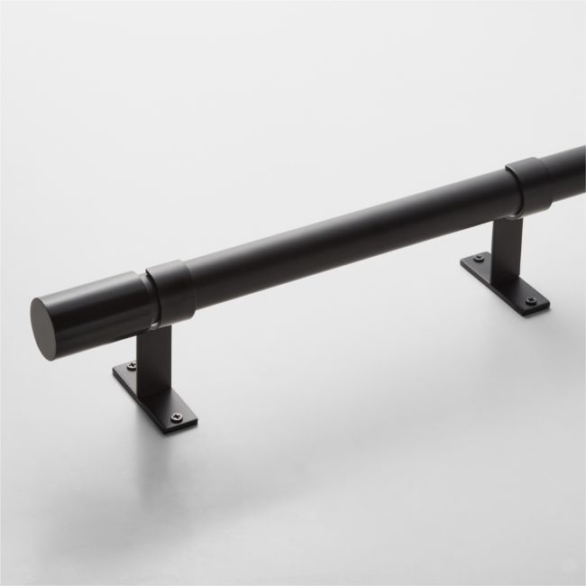 Online Designer Combined Living/Dining Porter Single Matte Black Curtain Rod 44"-88"x1.25