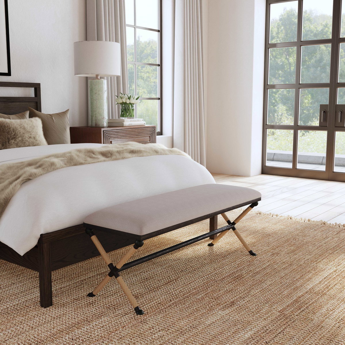 Firth Oatmeal Bench, Benche by Uttermost, 47.75" width x 20.75" height x 16" depth View 9