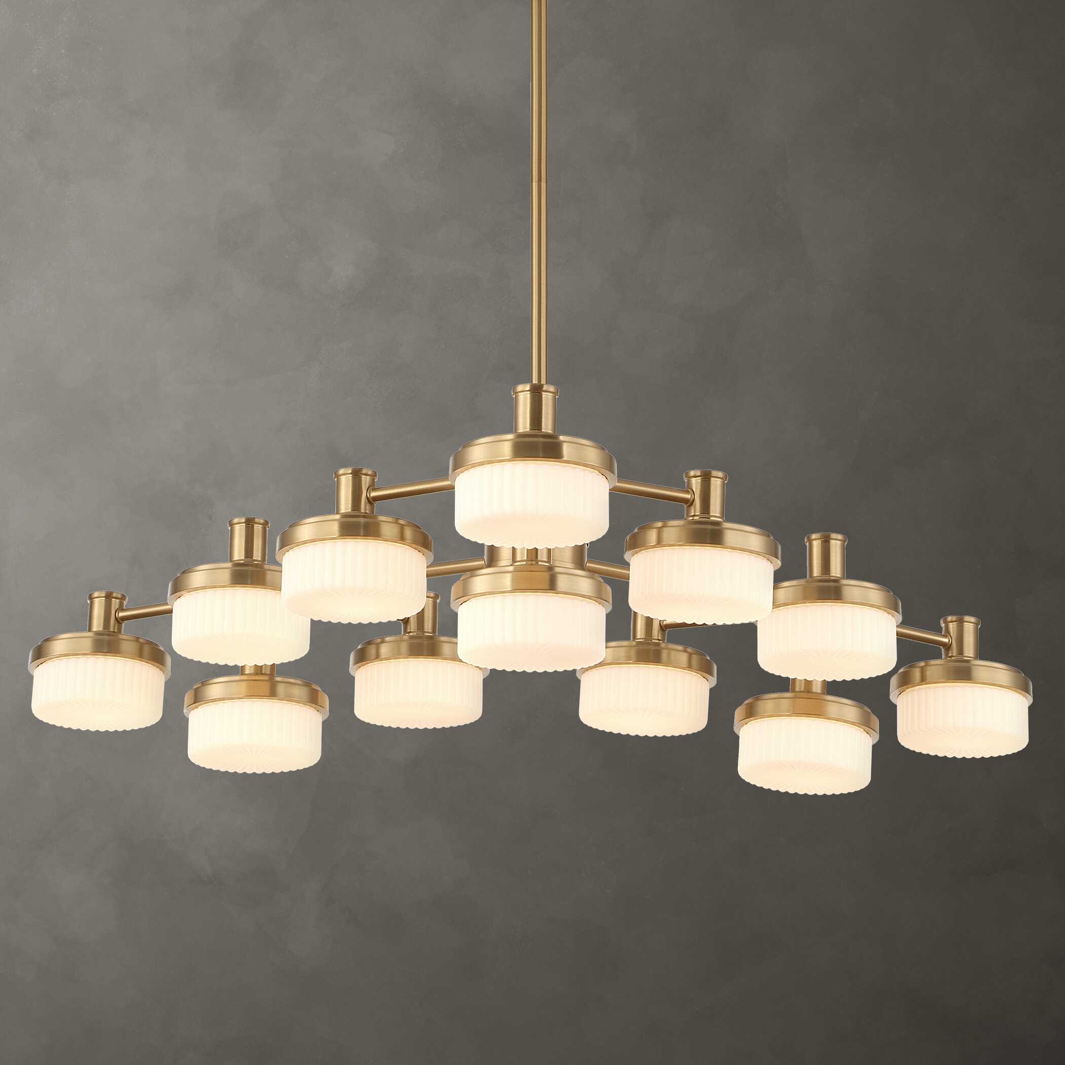 Wedge 12 Lt LED Brass Chandelier, Ceiling Light by Uttermost, 40.62" width x 7.25" height x 40.62" depth View 2