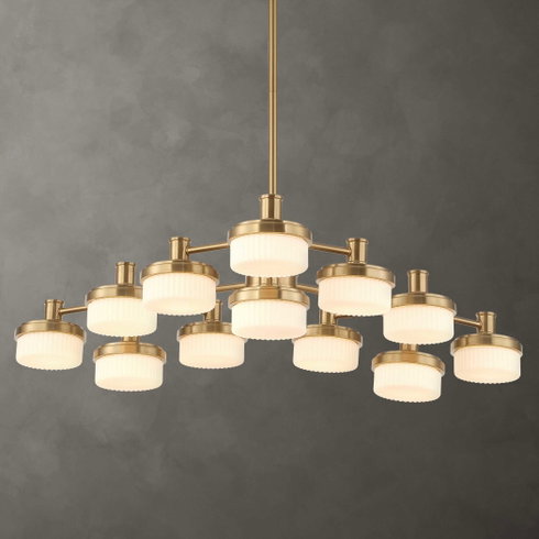 Wedge 12 Lt LED Brass Chandelier