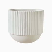 Online Designer Bathroom Fluted Ceramic Wallscape Planter, Medium, 6.5"W x 5.5"D x 6.25"H, White