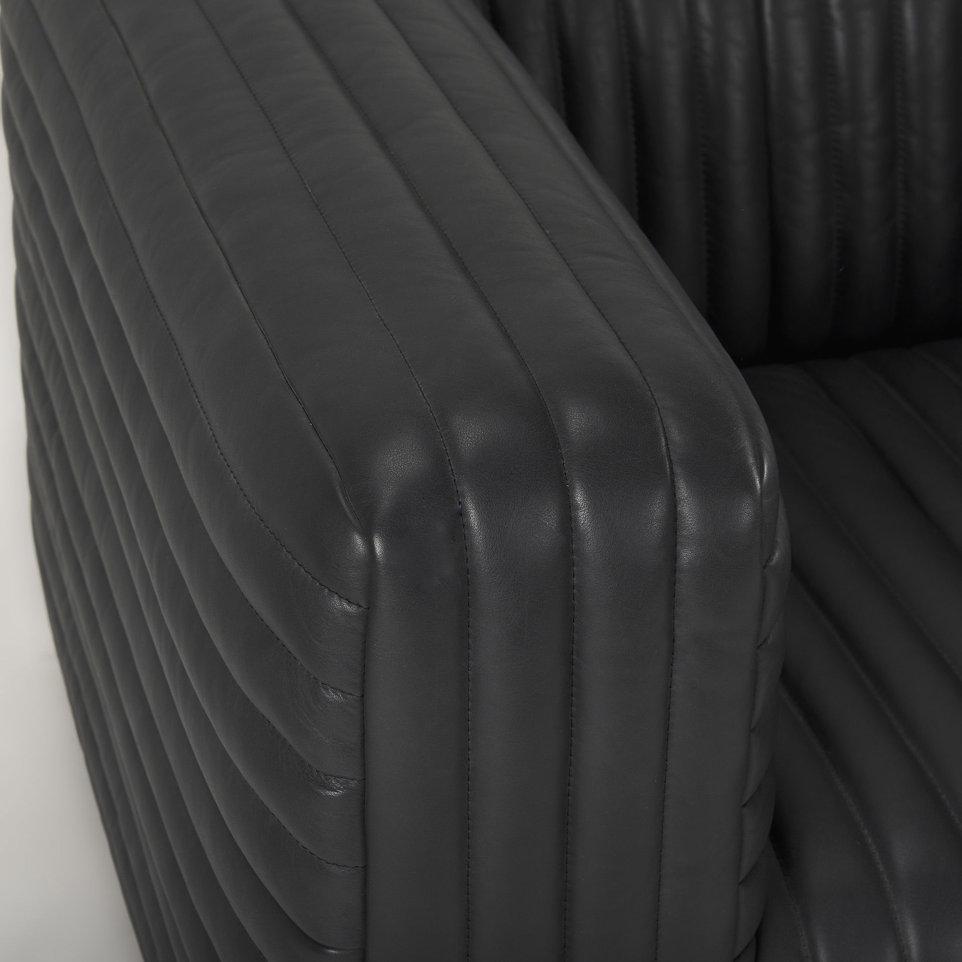 Ricciardo Black Leather Upholstered Arm Chair, Accent Chair by Mercana, 45.28" length x 38.19" width x 26.38" height View 9
